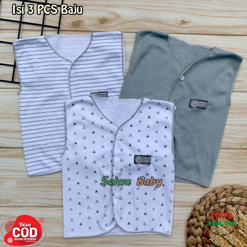 3 PCS Baju Bayi Baru Lahir Lengan Kutung Anababy