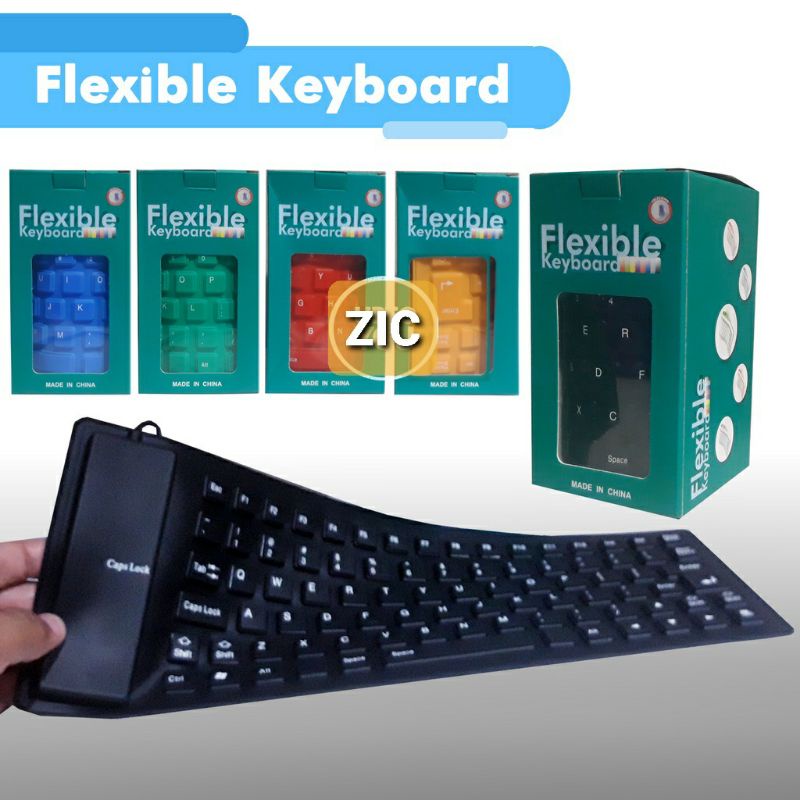 KEYBOARD FLEXIBLE KARET USB BISA DIGULUNG, KEYBOARD GULUNG KABEL USB