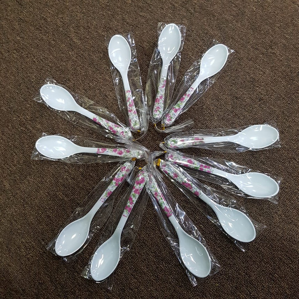[DEASHOP] [1 PCS] SENDOK MAKAN BAHAN MELAMINE MOTIF BUNGA / SENDOK MURAH MELAMIN FOODGRADE