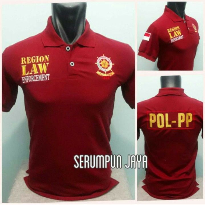 KAOS SATPOL PP MARUN - KAOS KERAH POL PP MAROON - KAOS SATPOL PP MAROON RODA GILA FULL BORDIR