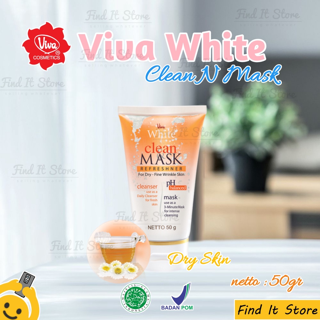 Viva White Clean Mask Refreshner Face Cleanser 50g | Pembersih Wajah | Masker Wajah | BPOM