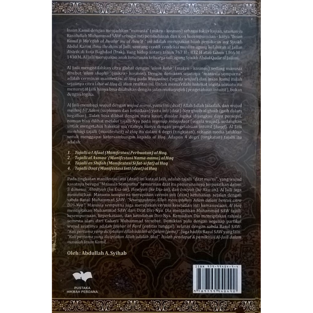 ( Buku ) Insan Kamil Al Jili; Terjemah Insan Kamil Al Jaili; INSAN KAMIL