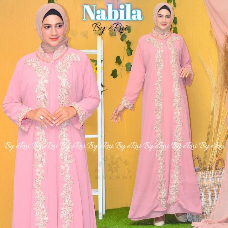 Fashion Muslim | Gamis Kaftan Nabila Warna Pink Terbaru
