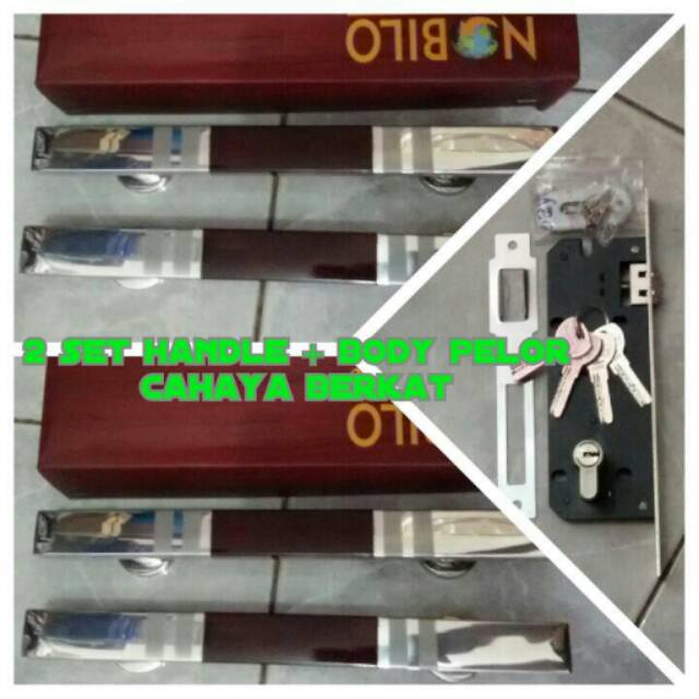 handle pintu stainless kotak maroon 33cm 2set+kunci