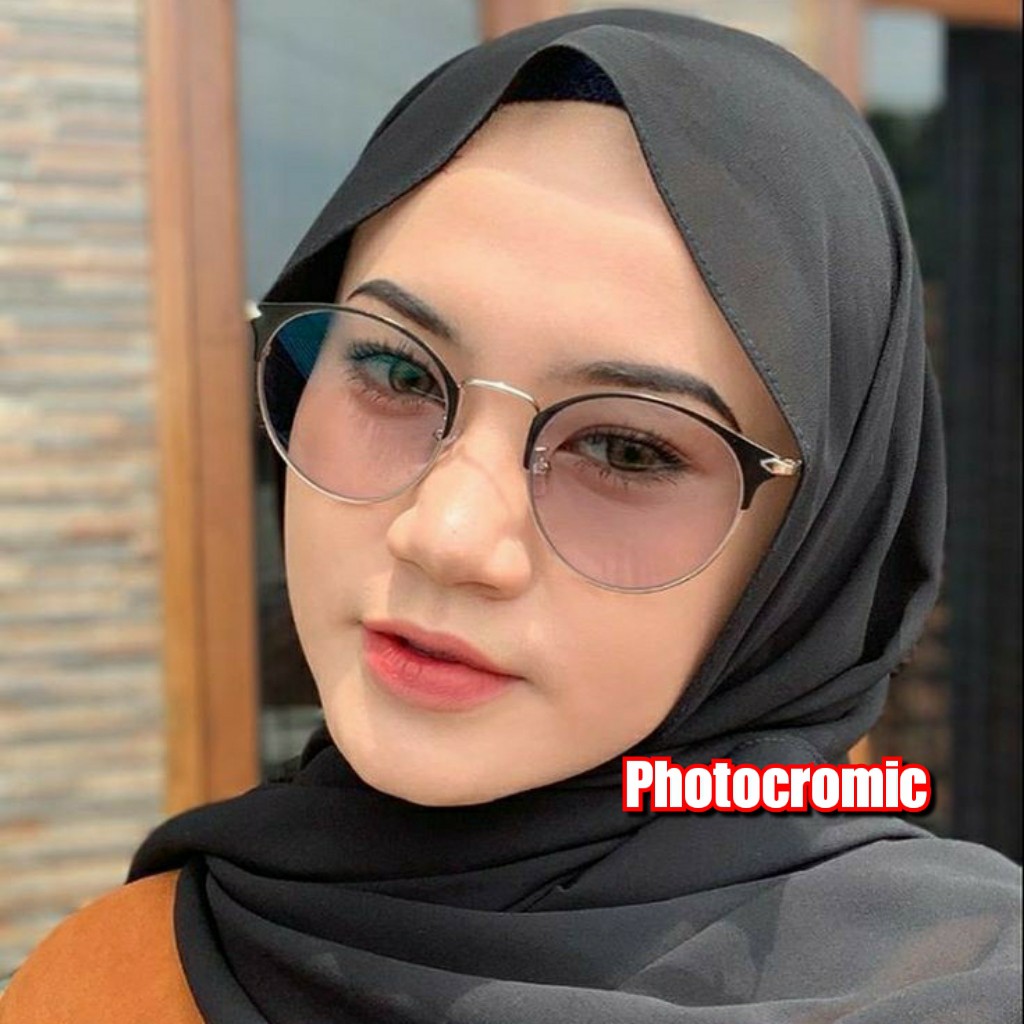 PAKET PHOTOCROMIC KACAMATA BLUERAY ANTI RADIASI FREE BOX DAN LAP  FASHION UNISEX F 1920 TERMURAH VINTAGE KOREAN NEW