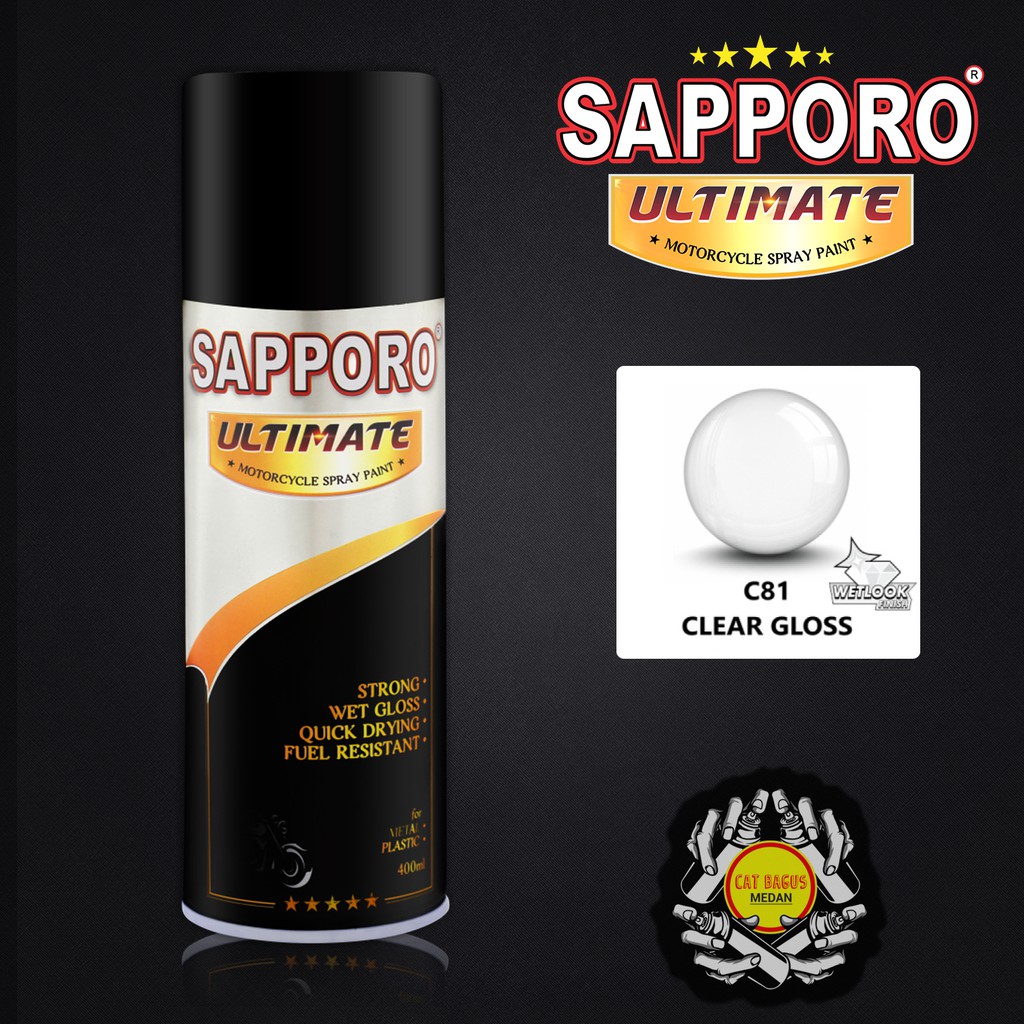SAPPORO ULTIMATE C81 CLEAR GLOSS KILAP CAT SEMPROT TERBAIK CAT MOTOR VERNIS CLEAR GLOSSY MENGKILAP P
