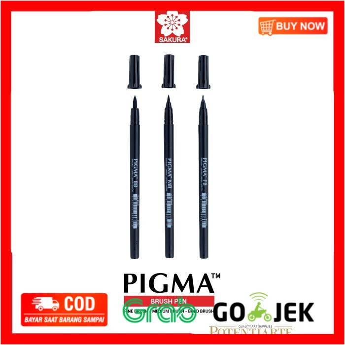 

(BISA COD) Brush Pen Sakura Pigma Professional Brush Pen - MEDIUM BLACK