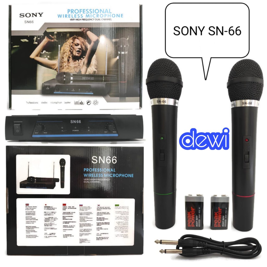 MIC TANPA KABEL SN-66 / MICROPHONE WIRELESS SN66 / MIC DOUBLE WIRELESS SN 66