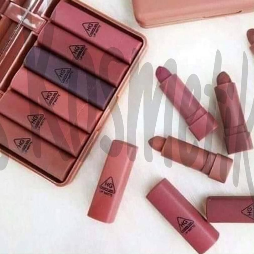 ➩ Hasaya Girl Lipstik Nude Series Lip Matte Pumpkin Color Set 6 Pcs Plus Kaca ♥