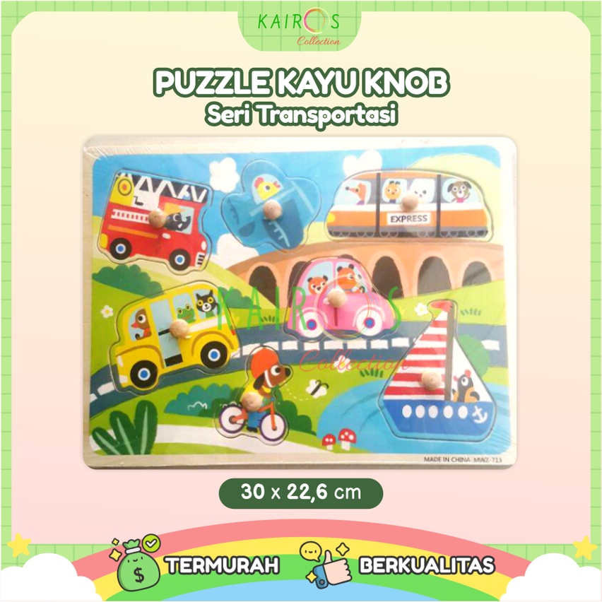 Puzzle Anak Kayu Knob Belajar Transportasi