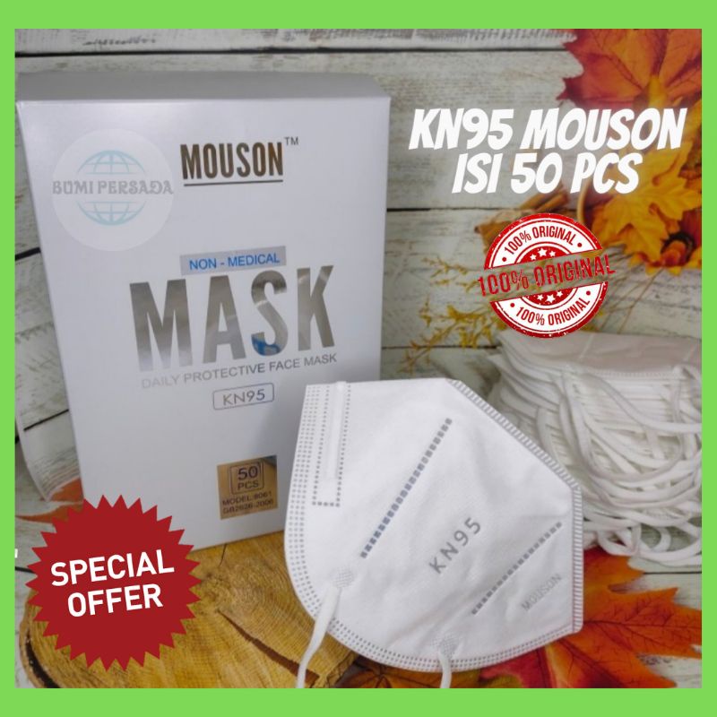 Masker KN95 5ply Mouson  Standart bahan medis  KN 95 5 ply isi 50 pcs