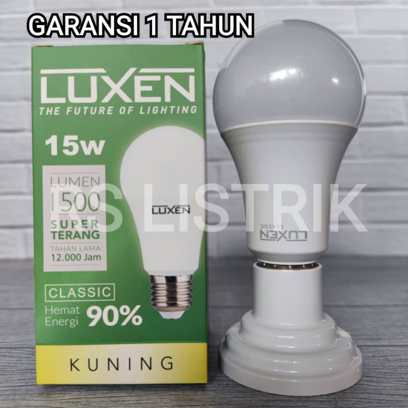 LUXEN LAMPU LED BULB 15W 15 WATT CLASSIC KUNING 3000K warm white