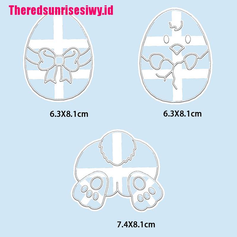3 Pcs Cetakan Pemotong Fondant Icing Biskuit Bentuk Kelinci Telur Paskah Ayam Untuk Dapur