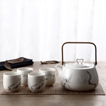 Tea Set Keramik Marmer Jepang / Japanese Marble Ceramic Tea Set