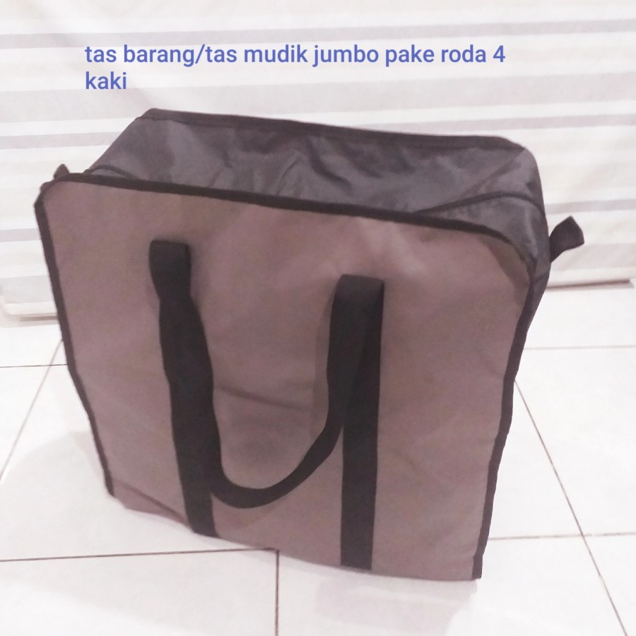 Tas Barang Roda Jumbo Bahan Terpal Anti Air 50X50X26/ Tas Belanja Roda