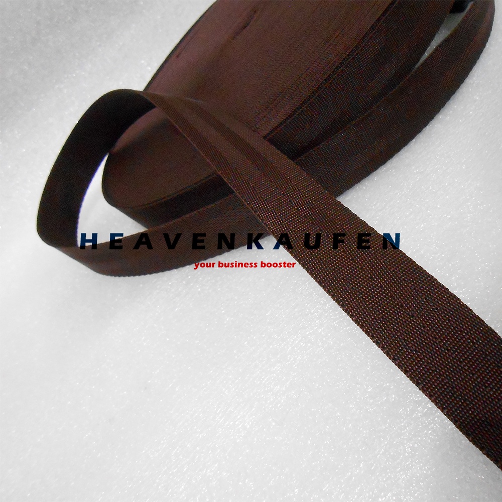 Webbing Motif Seatbelt Lebar 2,5 cm Warna Cokelat Murah Meteran