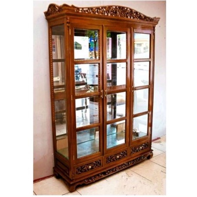 Lemari Hias Kaca Ukir Jepara Kayu Jati Asli Termurah