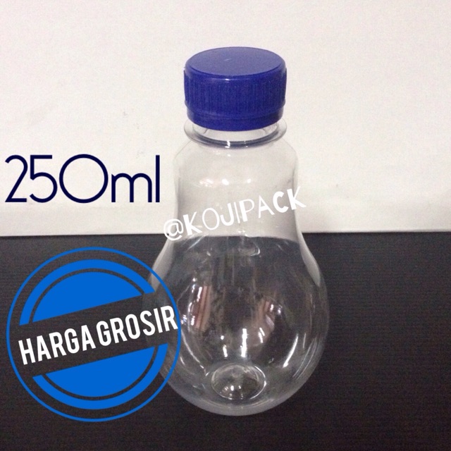 Botol Plastik PET Unik Lampu 250ml untuk Minuman Teh Kopi Jus