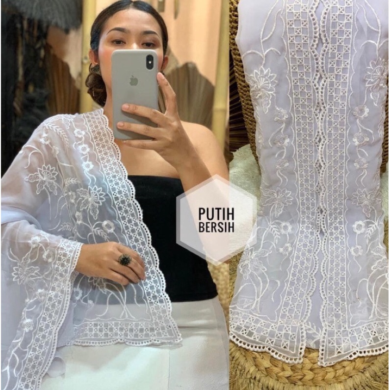 kain bordir sutra crepe motif catur cantik