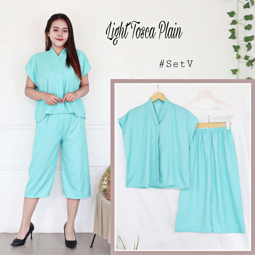 IZANY Piyama Dewasa Daily ONE SET V / SET Kulot Kimono PLAIN Polos-LIGHT TOSCA