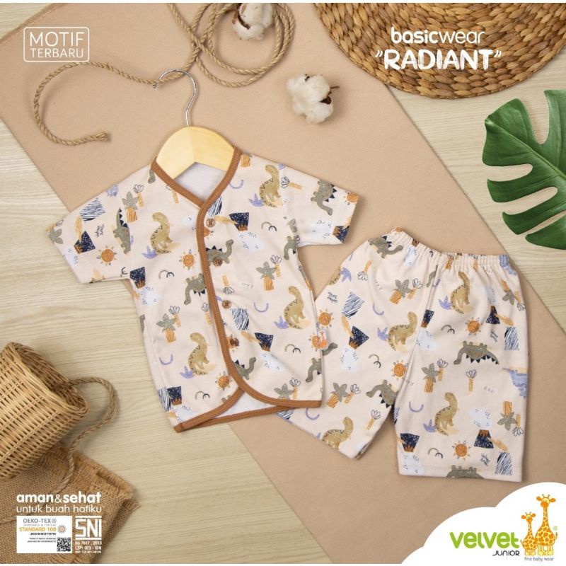 Baju Main Setelan Bayi Velvet Northern / Radiant Set Baju Pendek + Celana Pendek 0-3 bln / S / L