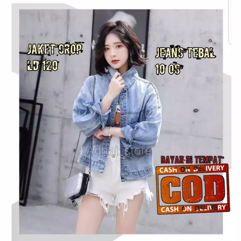 Jaket jeans crop tp oversize jaket jeans wanita terbaru ld 120
