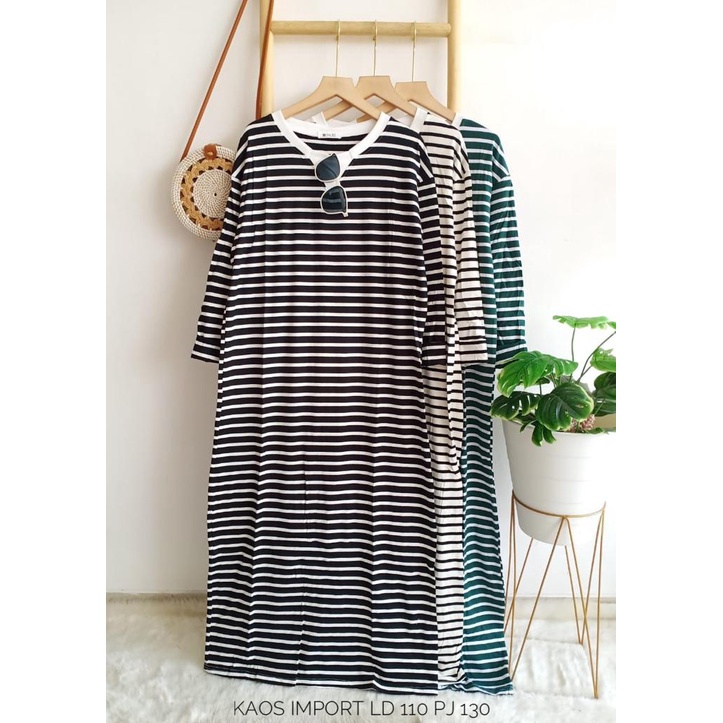 Kaos Panjang Gamis Garis-Garis Wanita