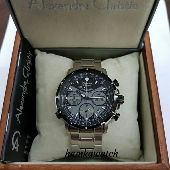 jam tangan pria alexander cristie original ac6394 silver black