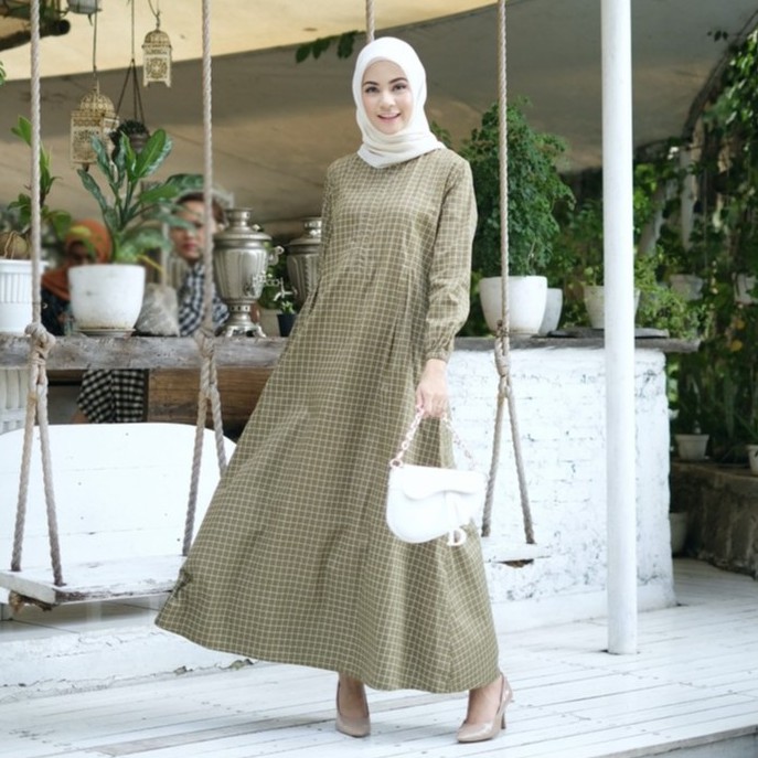 Gamis Katun Jepang Premium Ori Ramee Imara Kekinian 2025 Motif Cantik Kotak Terbaru Busui