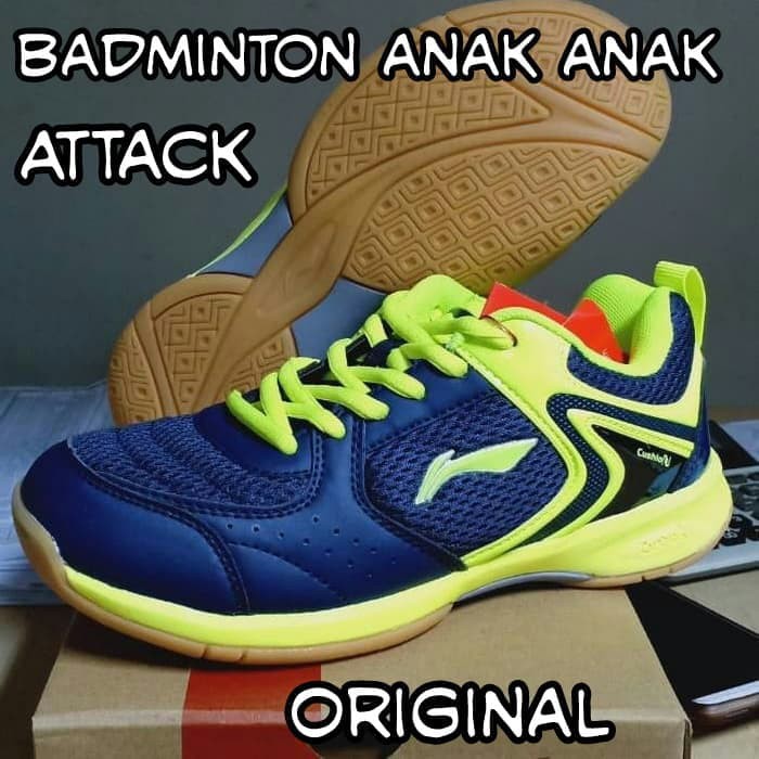 sepatu badminton anak lining attack navy original