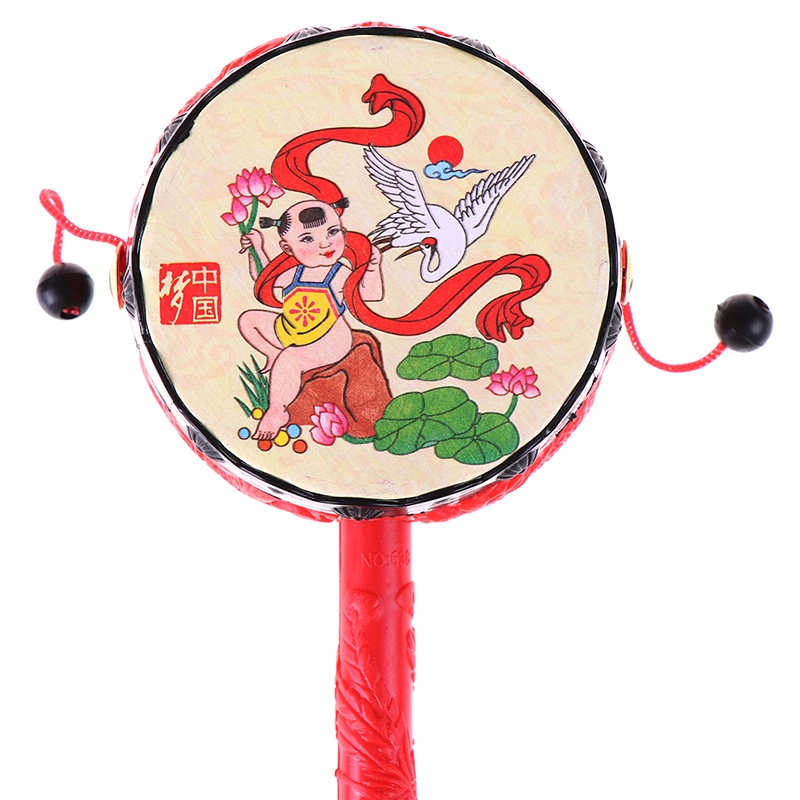 1pc rattle / Handbell Tradisional Cina Motif Kartun