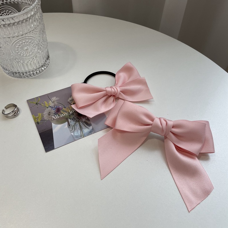 JEPIT RAMBUT PITA PINK MERAH MUDA ELEGAN SATIN SILK KAIN MUTIARA PEARL RIBBON HAIRCLIP BESAR SOFT COLOR WARNA PASTEL HAIR SNAP AKSESORIS ACCESSORIES PIN KOREA PRINCESS STYLE