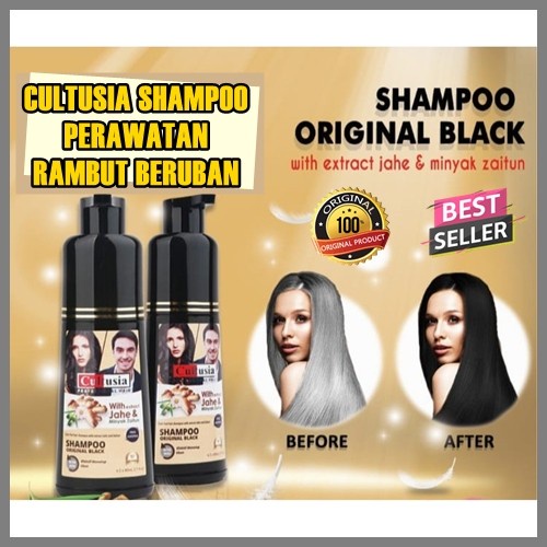 PROMO*TERBARU#Cultusia Shampoo Original Black  Extra Jahe &amp; Minyak Zaitun /Shampo Herbal Penutup Uban Cultusia 100%-ORI-BPOM