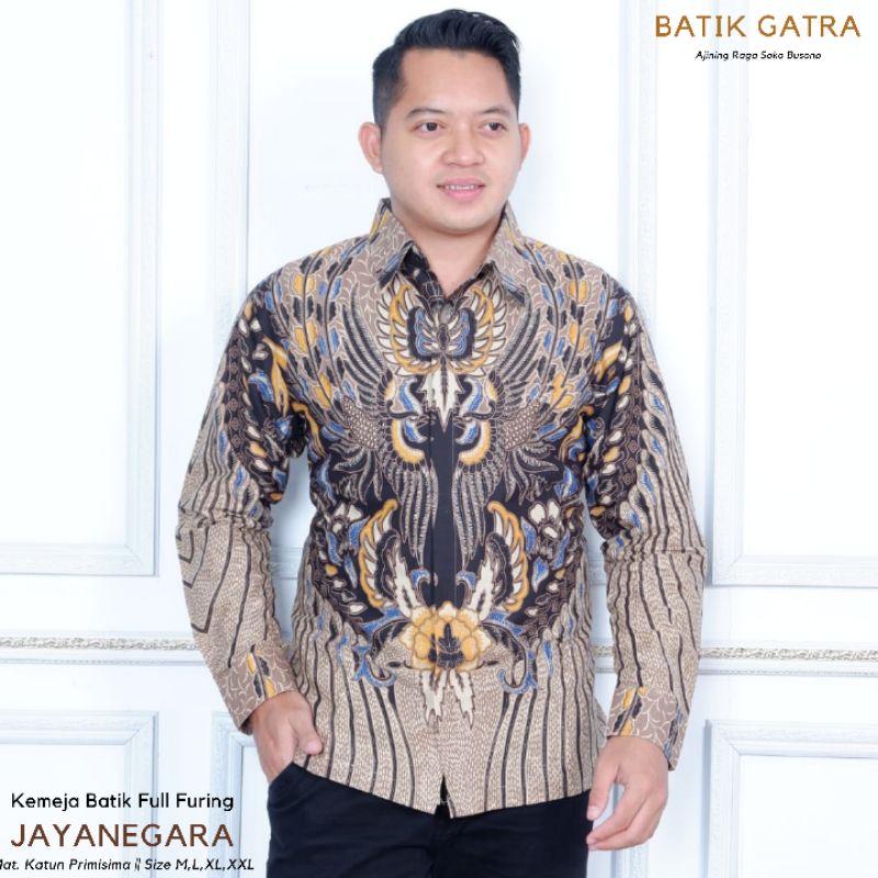 Kemeja Batik Pria Jayanegara  Katun Sanforiz  Lengan Panjang Full Furing