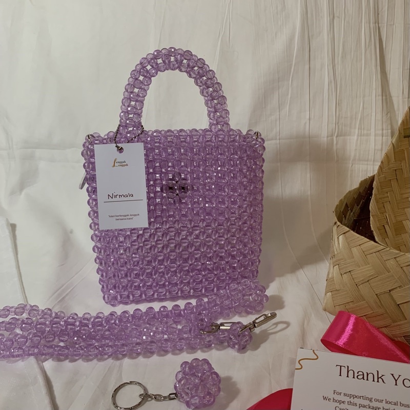 Purple Nirmala Beaded Bag / Tas Manik