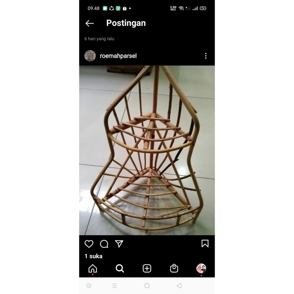 Keranjang parsel rotan 2 susun murah