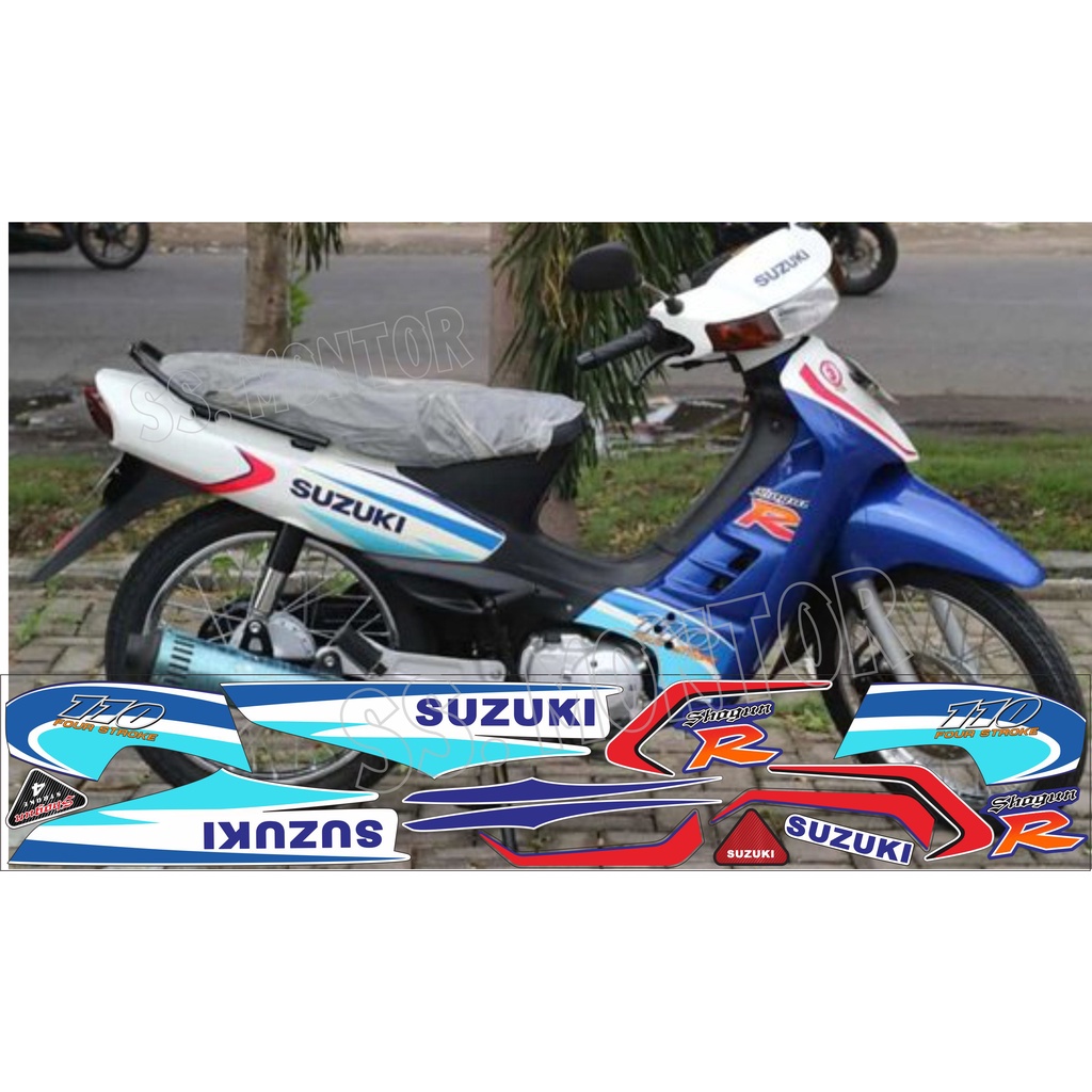 lis striping stiker shogun kebo biru putih tahan vernis transparan
