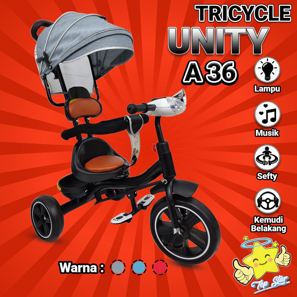 Tricycle UNITY Sepeda Roda Tiga Anak UNITY A36 Musik dan Lampu