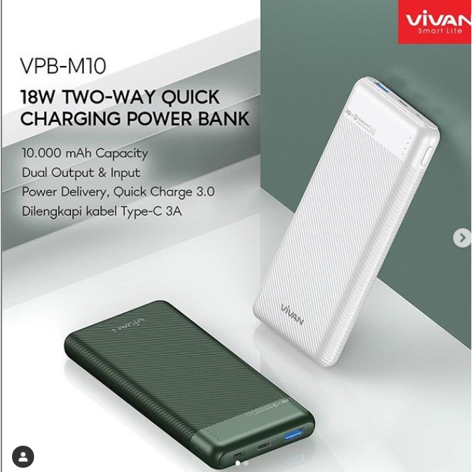 VIVAN VPB-M10 10000 mAh 18W POWERBANK 3A FAST CHARGING SUPPORT FOR ALL IPHO WITH POWER DELIVERY (PD)ORIGINAL