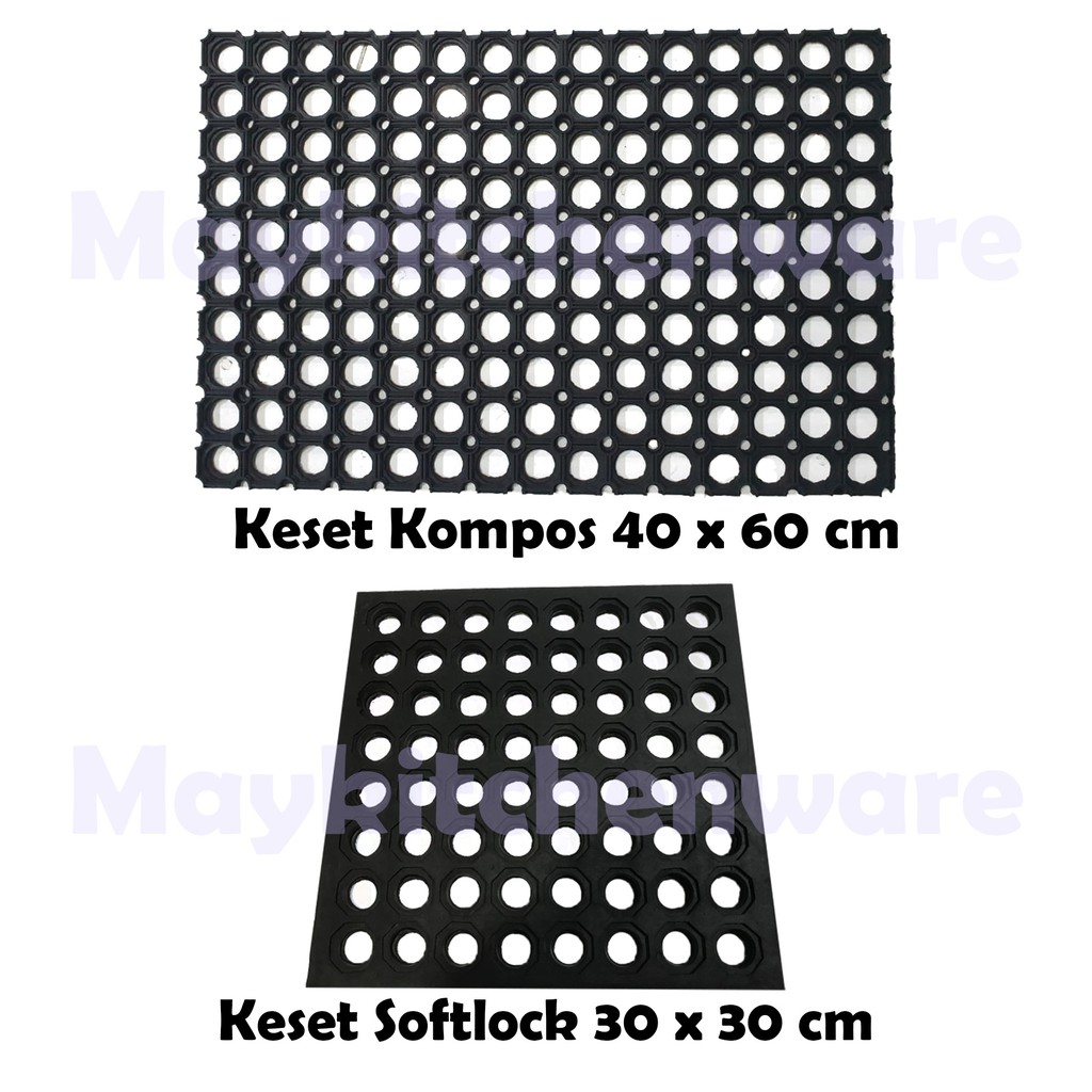 Keset Karet Kompos Lubang 40 x 60 cm Anti Slip Licin Lantai Kamar Mandi Karpet Compos Ring Mat Hitam