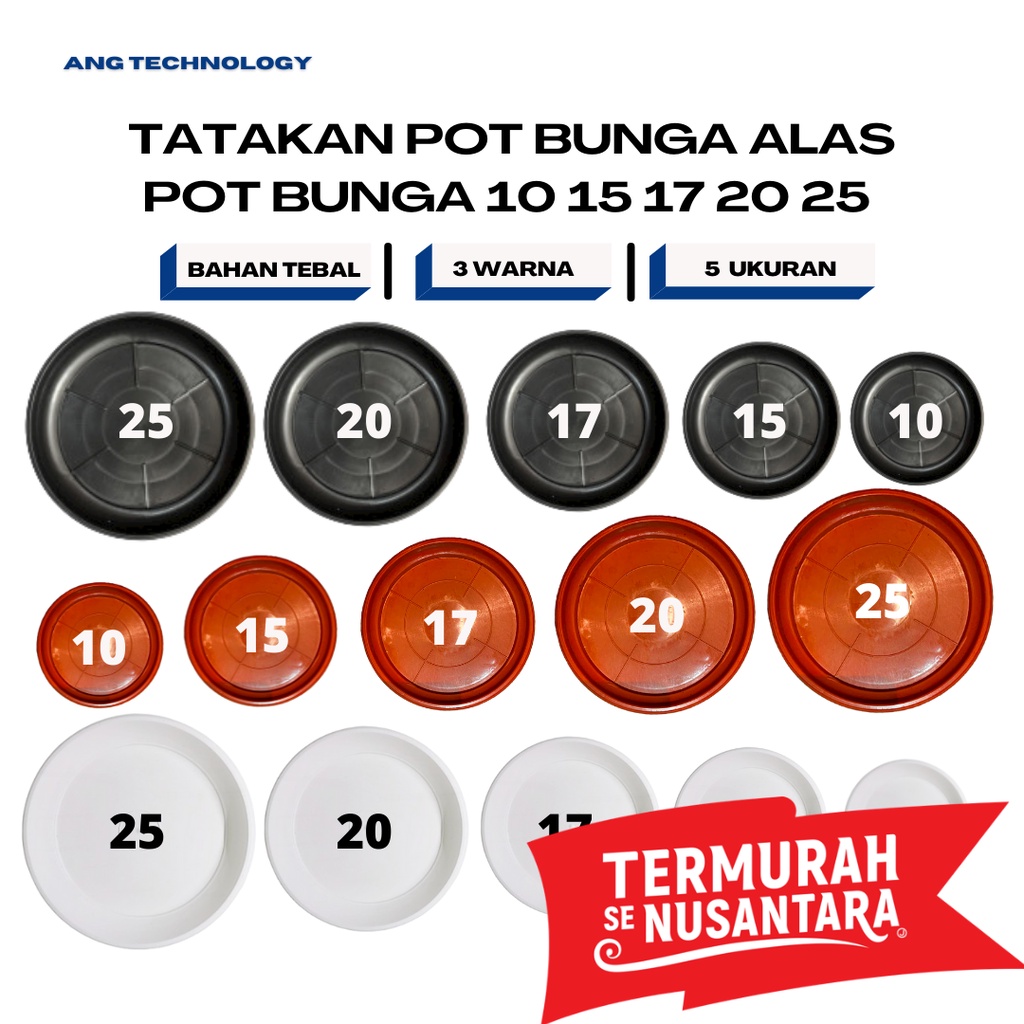 TATAKAN POT BUNGA - TATAKAN ALAS POT TANAMAN 10 15 17 20 25 ANG Alas / Piring HITAM &amp; PUTIH &amp; MERAH BATA Termurah se-Indonesia