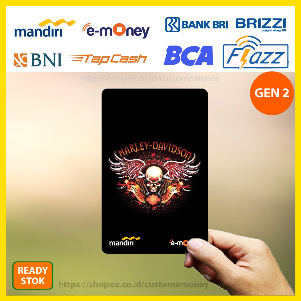 KARTU EMONEY BRAND HARLEY DAVIDSON KUMPULAN 8 ETOLL E-MONEY MANDIRI FLAZZ BCA TAPCASH BRIZZI-1 SISI