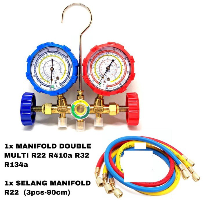 MANIFOLD DOUBLE GAUGE MULTI R22 R410a R32