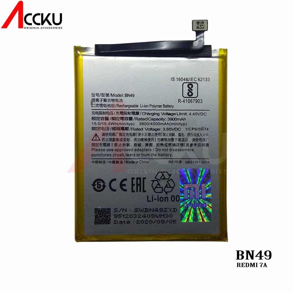 BATERAI XIAOMI REDMI 7A BATERAI XIAOMI BN49 BATTERY XIAOMI REDMI 7A BATTERY BN49 ORIGINAL