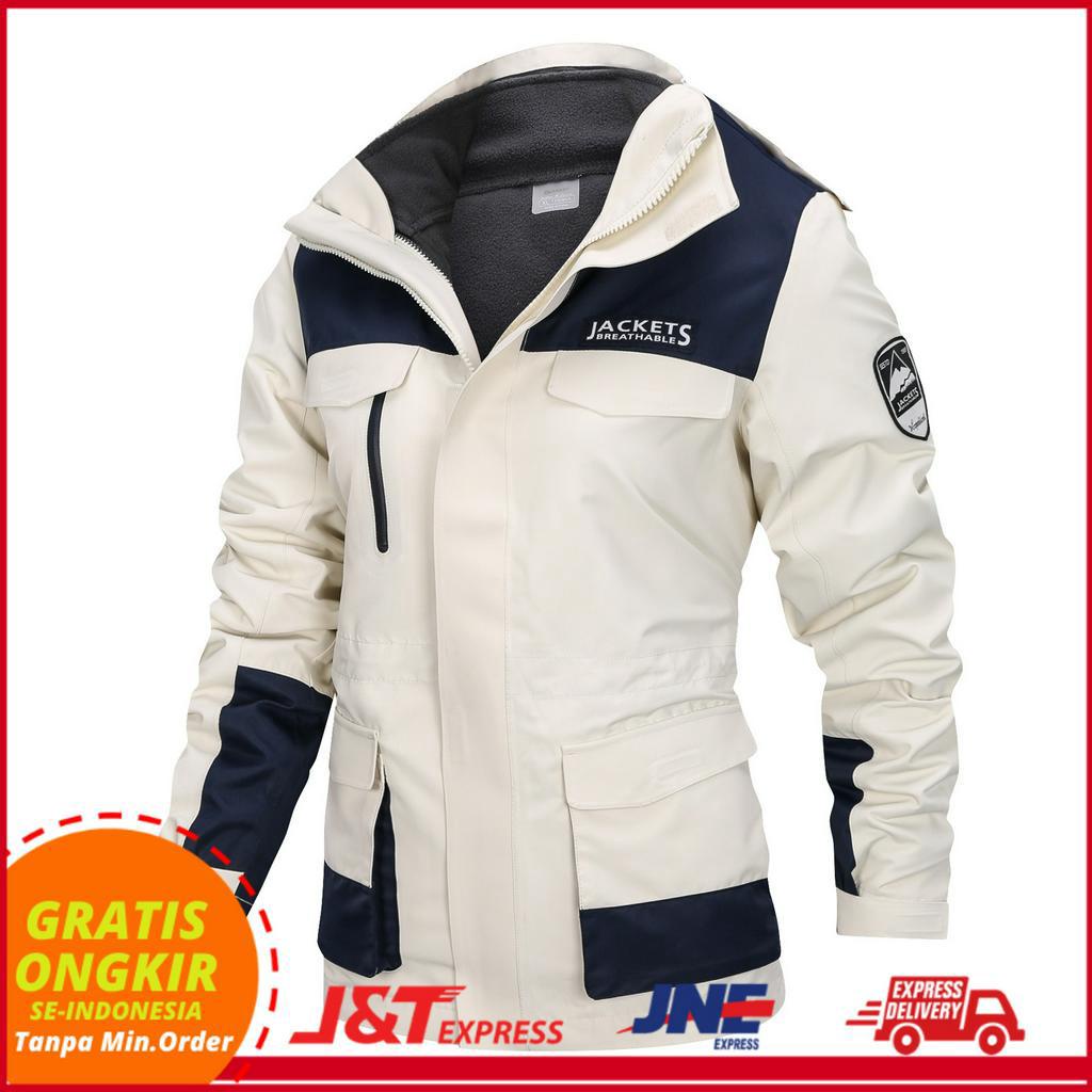 Jaket Pria Jaket Outdoor stormsuit musim dingin anti angin dan jaket anti air, liner floce detachabl