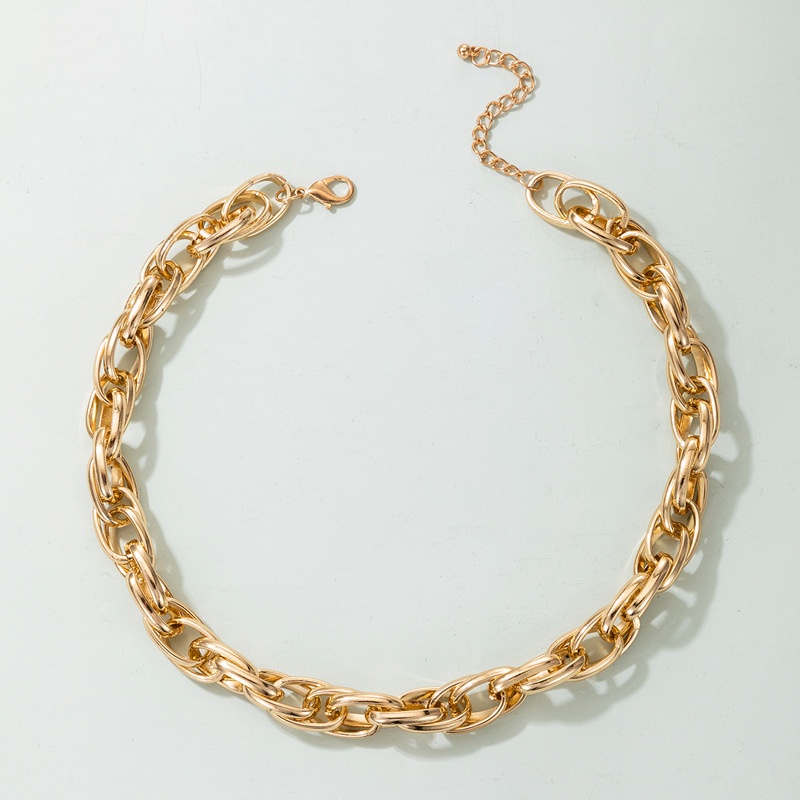 Kalung Rantai Klavikula Bahan Logam Alloy Gaya Hip hop Bentuk Geometris