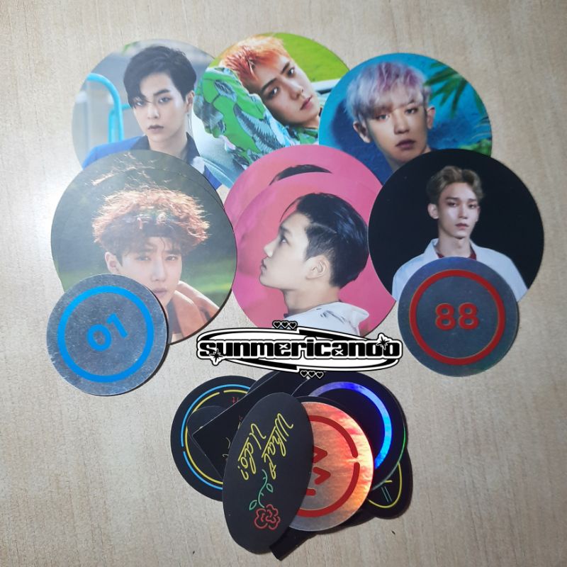 Official Sticker EXO Kokobop Xiumin Sehun Chanyeol Suho Kai Chen Hologram Circle Card MD Ko Ko Bop P