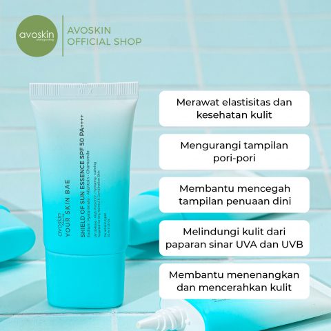 ⭐BAGUS⭐ AVOSKIN Your Skin Bae Shield Of Sun Essence SPF 50 PA++++ (30ml) | Sunscreen