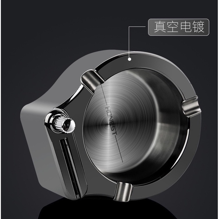 IMPOR HONEST BCG002-1 ASBAK PUNTUNG ABU DENGAN KOREK API PERMANEN BAHAN STAINLESS ANTI KARAT