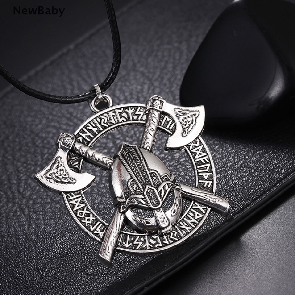 Kalung Liontin Jimat Slavic Gaya Vikings Rune Untuk Pria